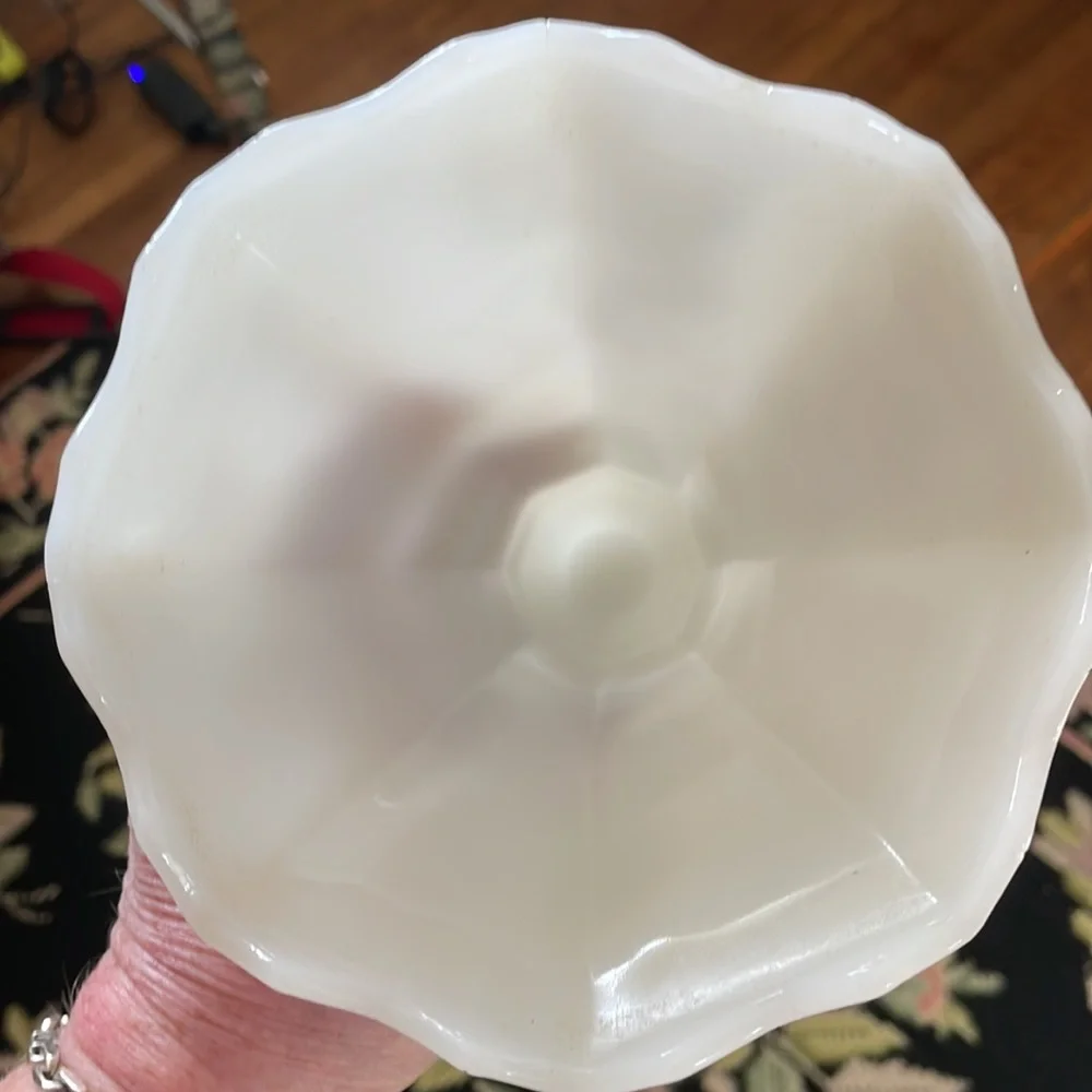 Anchor Hocking Milk Glass Pedestal Vase Vintage